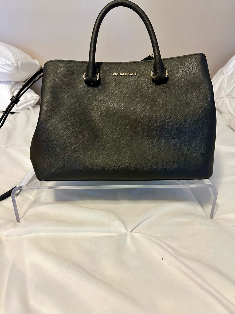 Michael Kors Black Saffiano Satchel with Top Handles